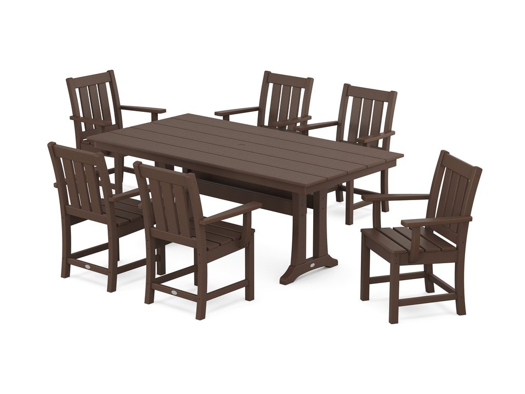 Oxford Arm Chair 7-Piece Farmhouse Dining Set with Trestle Legs Photo