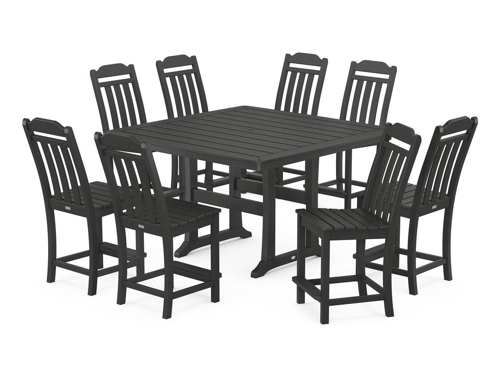 Country Living 9-Piece Square Side Chair Counter Set with Trestle Legs Photo