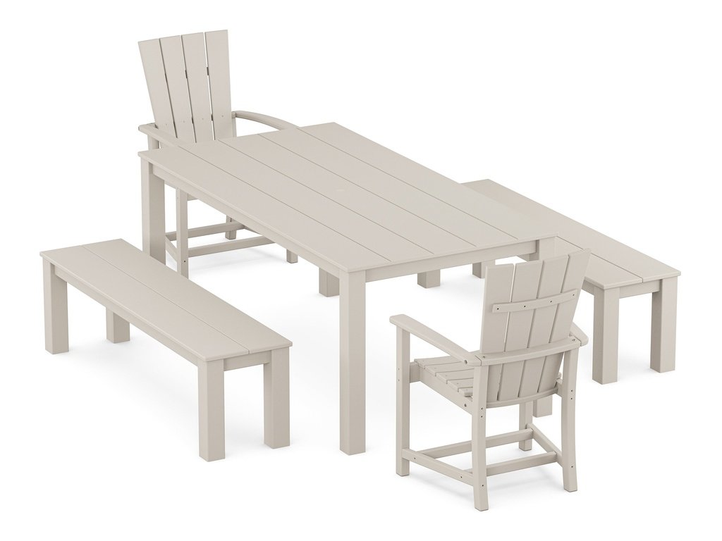 Quattro 5-Piece Parsons Dining Set with Benches Photo