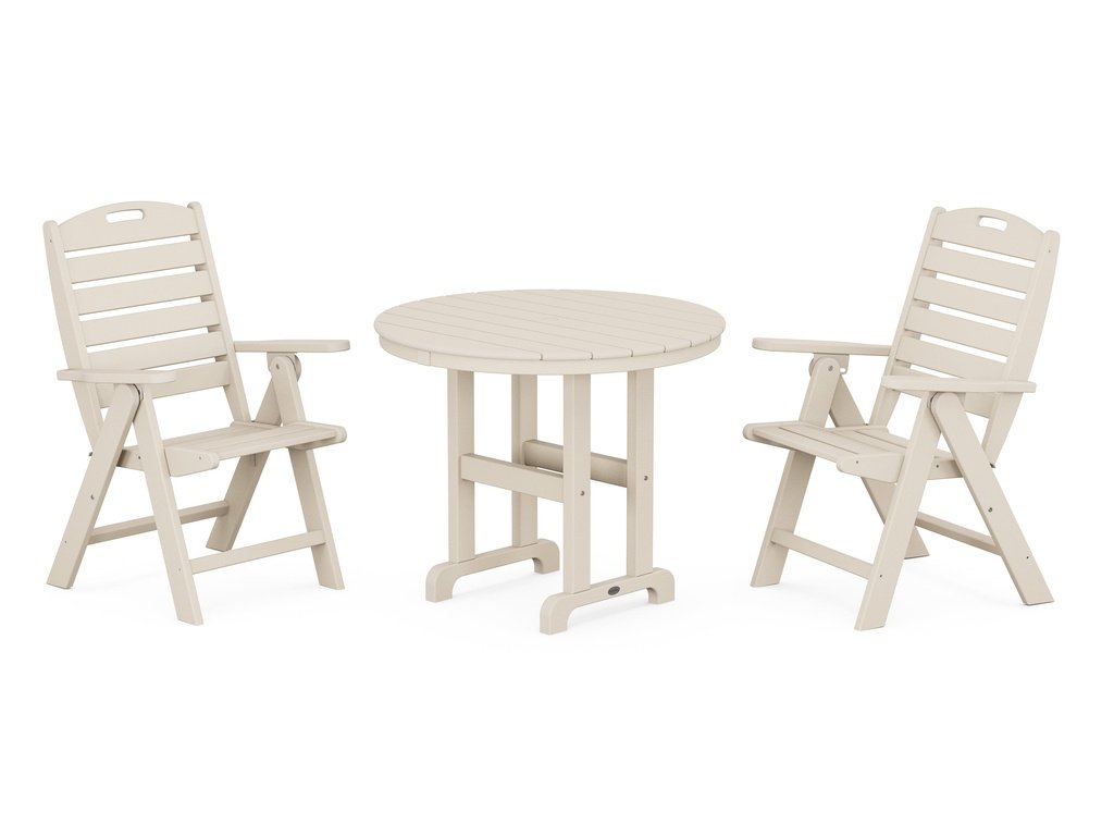 Nautical Folding Highback Chair 3-Piece Round Dining Set Photo