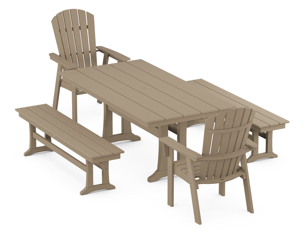 Nautical Adirondack 5-Piece Farmhouse Dining Set With Trestle Legs Photo