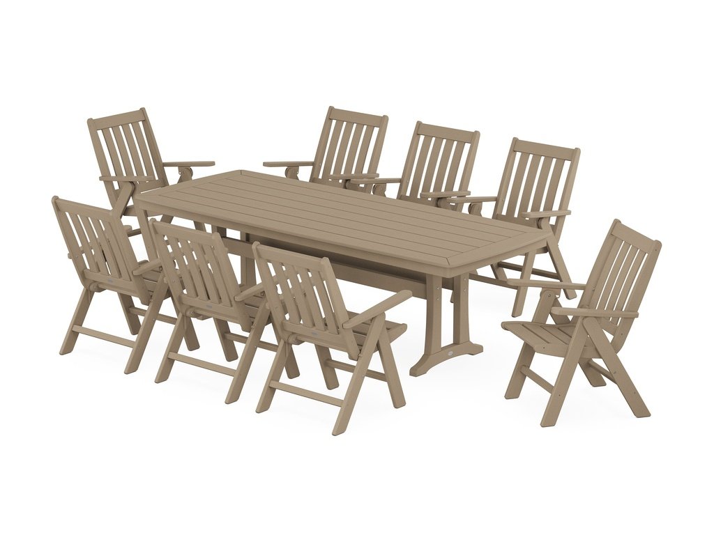 Vineyard Folding 9-Piece Dining Set with Trestle Legs Photo