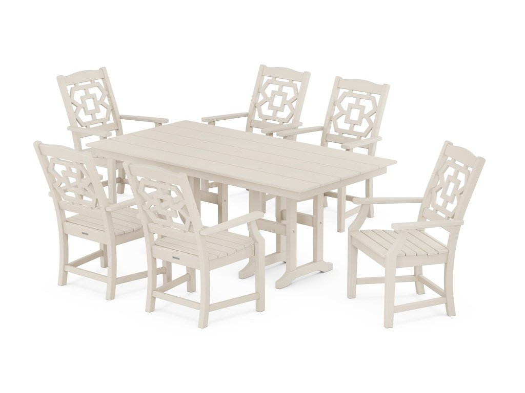 Chinoiserie Arm Chair 7-Piece Farmhouse Dining Set Photo