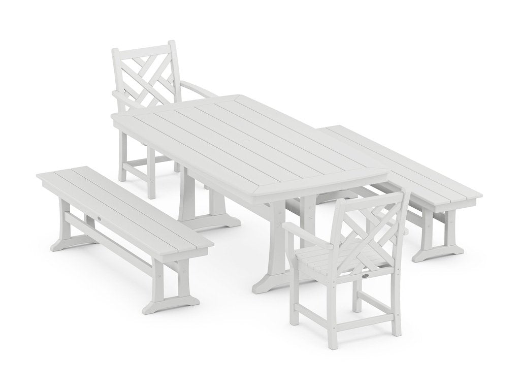 Chippendale 5-Piece Dining Set with Trestle Legs Photo