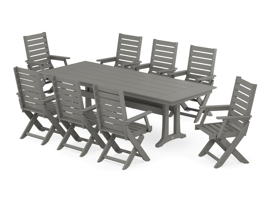 Captain 9-Piece Farmhouse Dining Set with Trestle Legs Photo