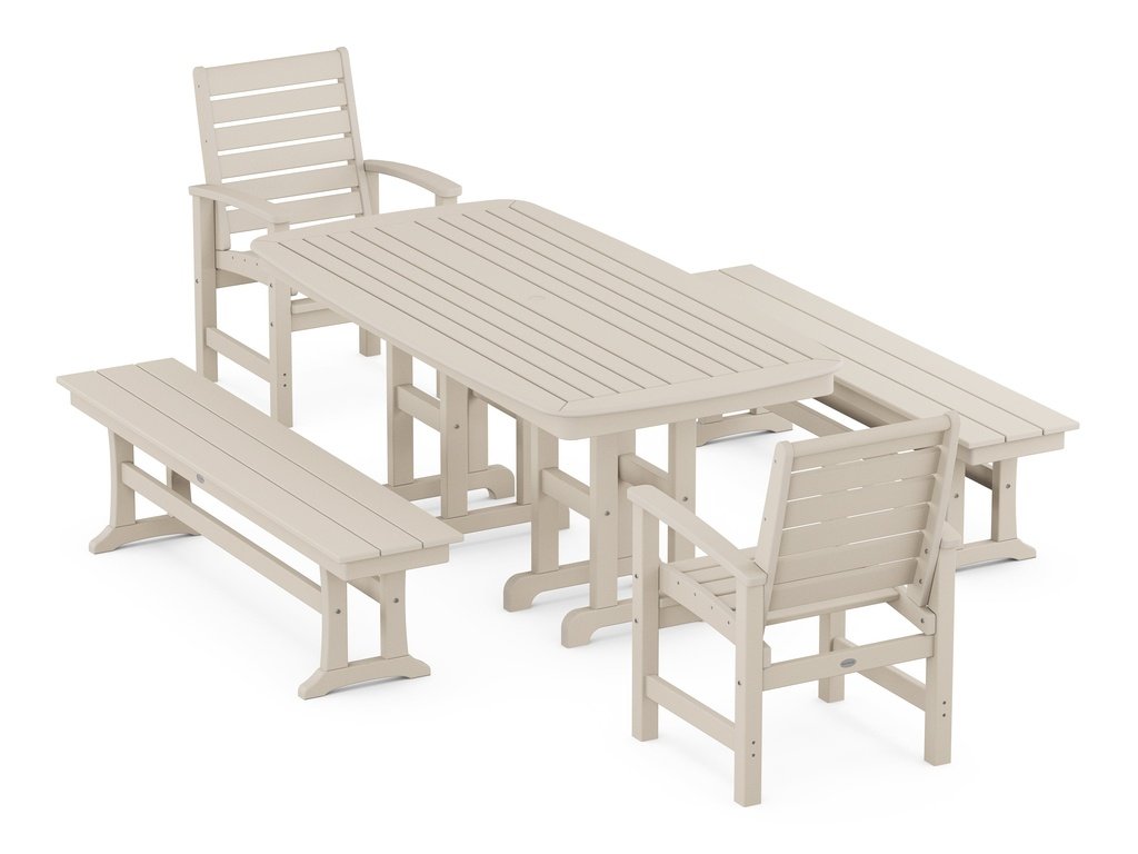 Signature 5-Piece Dining Set with Benches Photo