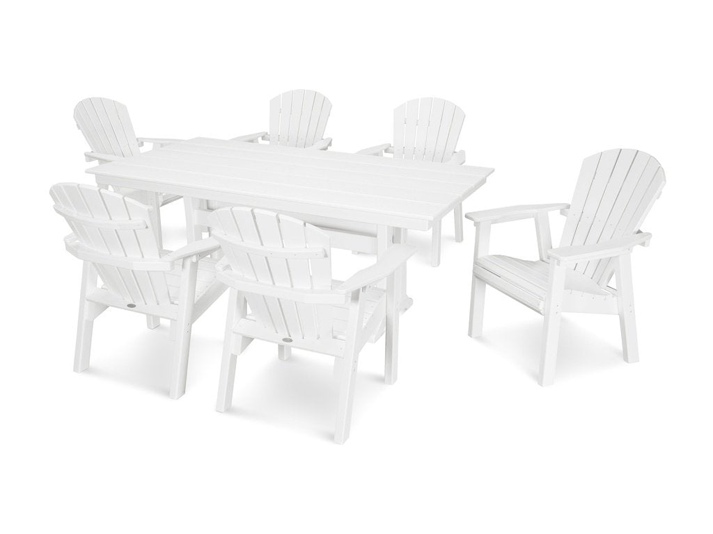 Seashell 7- Piece Farmhouse Dining Set with Trestle Legs Photo