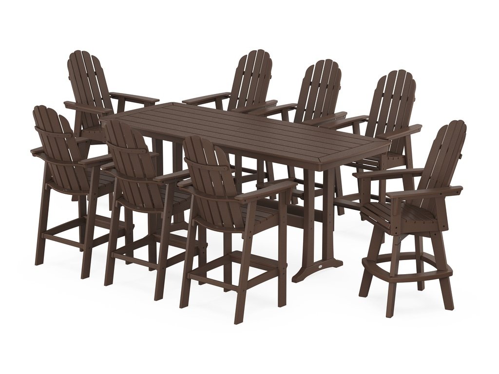 Vineyard Curveback Adirondack Swivel 9-Piece Bar Set with Trestle Legs Photo