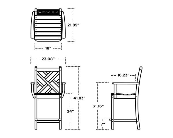 Chippendale Counter Arm Chair | Natural Finish - Retreat Home Furniture