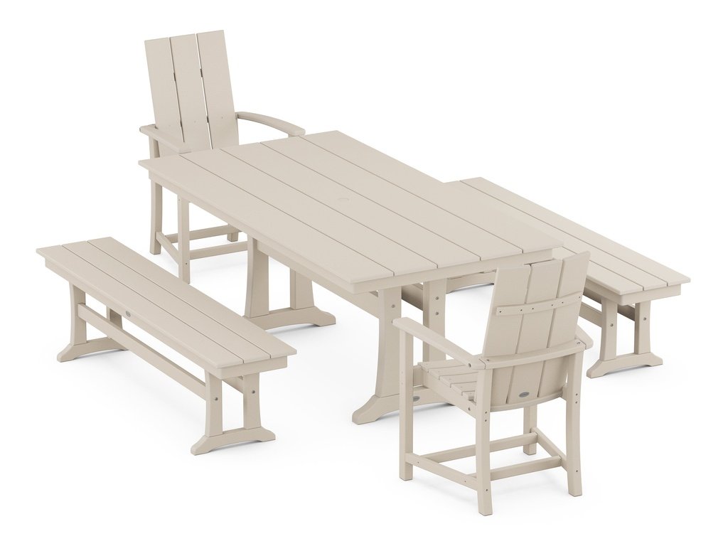 Modern Adirondack 5-Piece Farmhouse Dining Set With Trestle Legs Photo