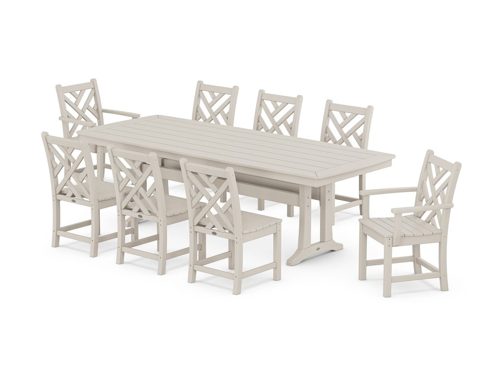 Chippendale 9-Piece Dining Set with Trestle Legs Photo