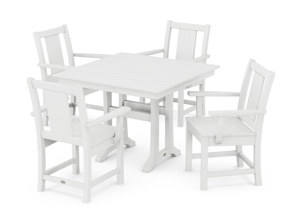 Prairie 5-Piece Farmhouse Dining Set with Trestle Legs Photo