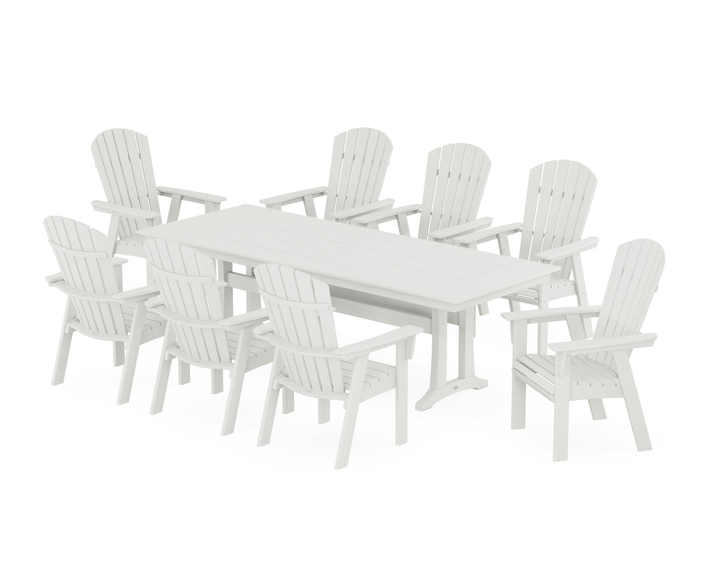 Nautical 9-Piece Curveback Adirondack Farmhouse Dining Set with Trestle Legs Photo