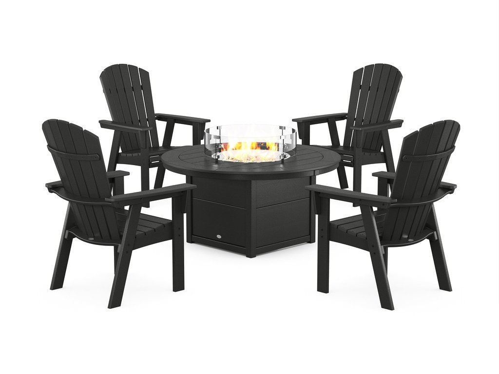 Nautical 4-Piece Curveback Upright Adirondack Conversation Set with Fire Pit Table Photo