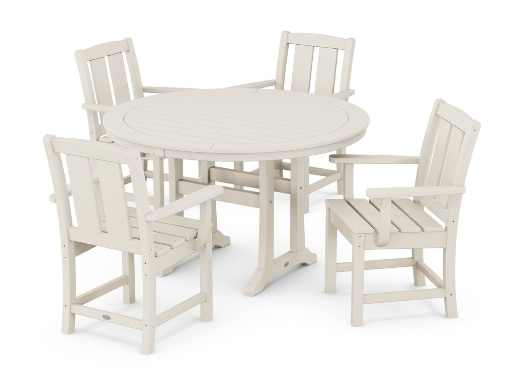 Mission 5-Piece Round Dining Set with Trestle Legs Photo