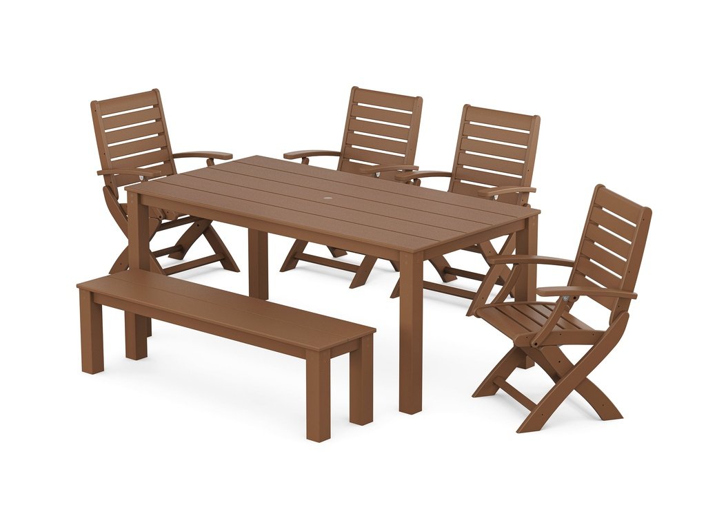 Signature Folding Chair 6-Piece Parsons Dining Set with Bench Photo