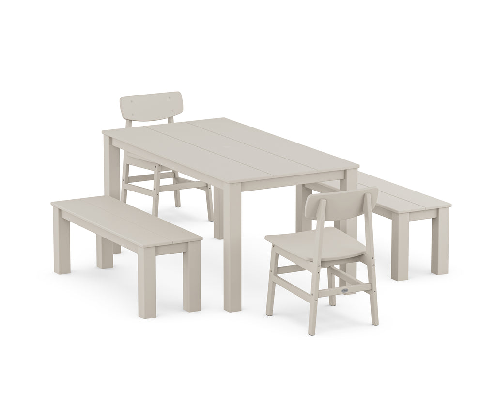 Modern Studio Urban Chair 5-Piece Parsons Dining Set with Benches Photo