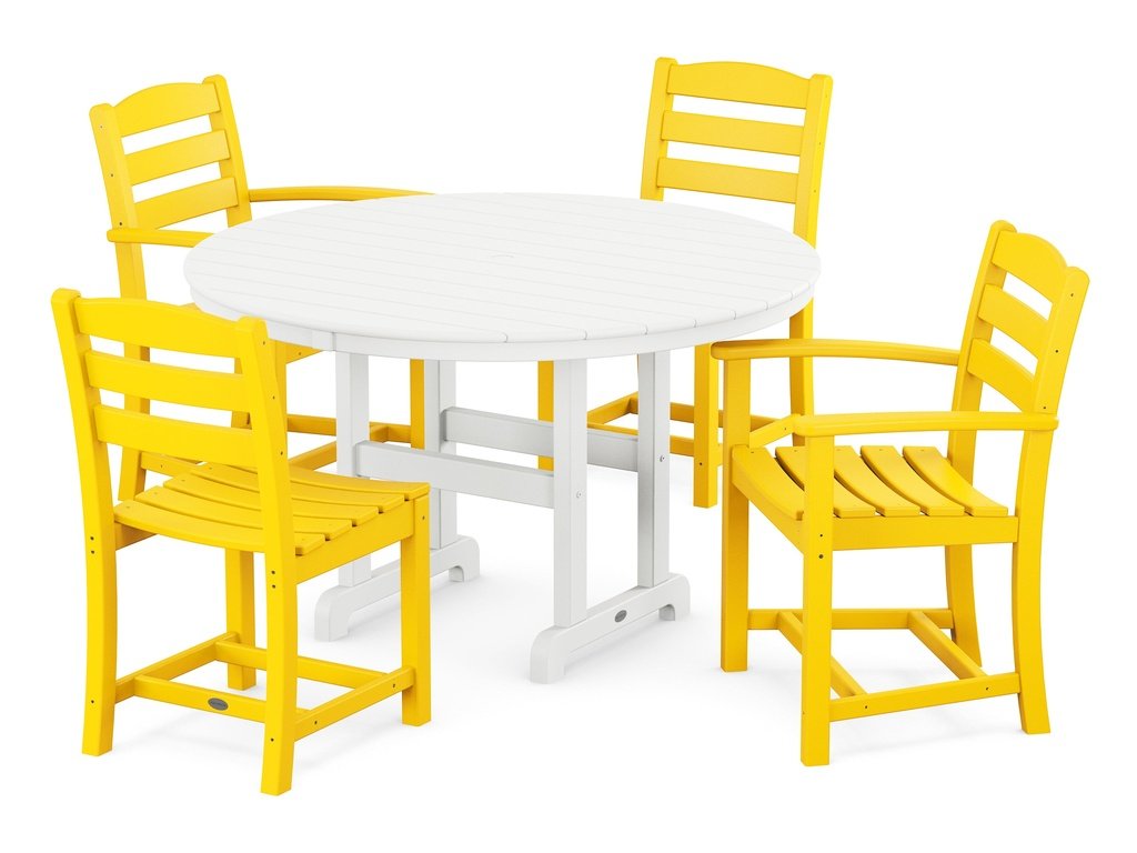 La Casa Café 5-Piece Round Farmhouse Dining Set Photo