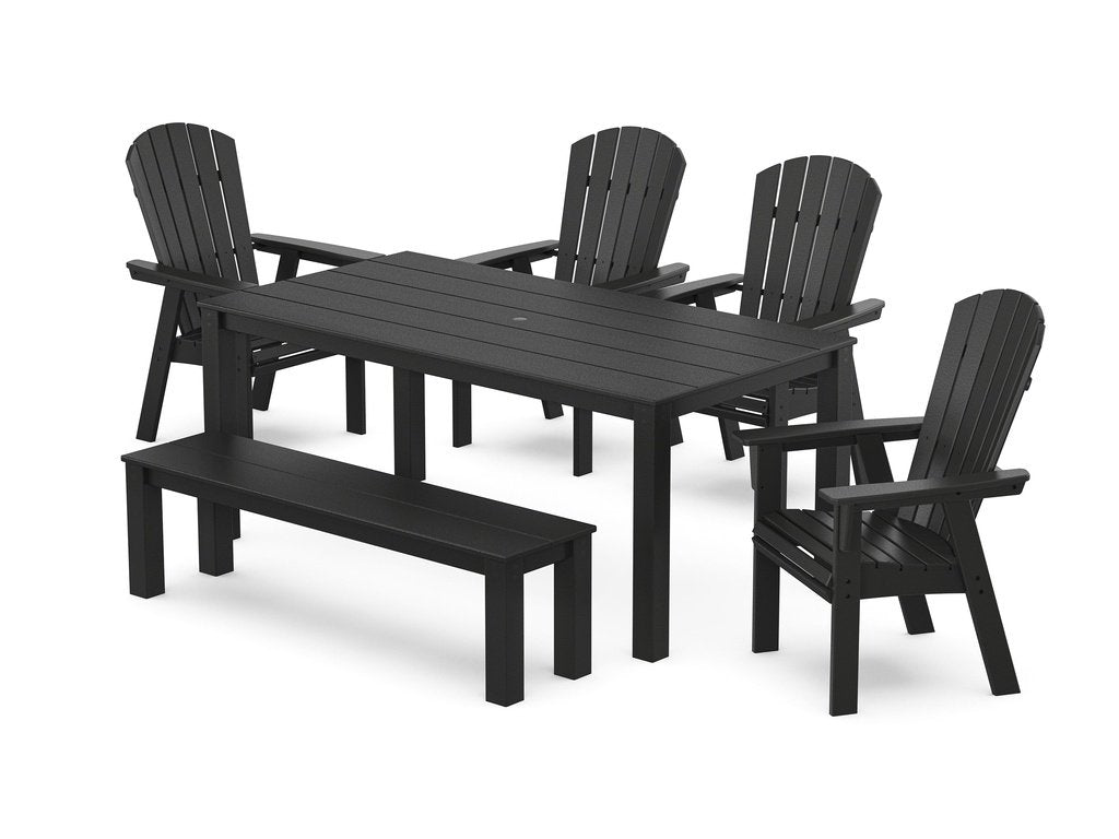 Nautical Curveback Adirondack 6-Piece Parsons Dining Set with Bench Photo