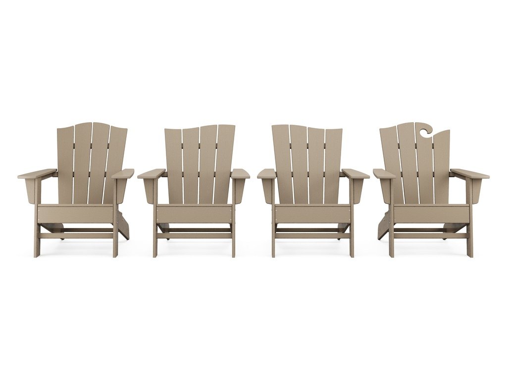 Wave Collection 4-Piece Adirondack Chair Set Photo