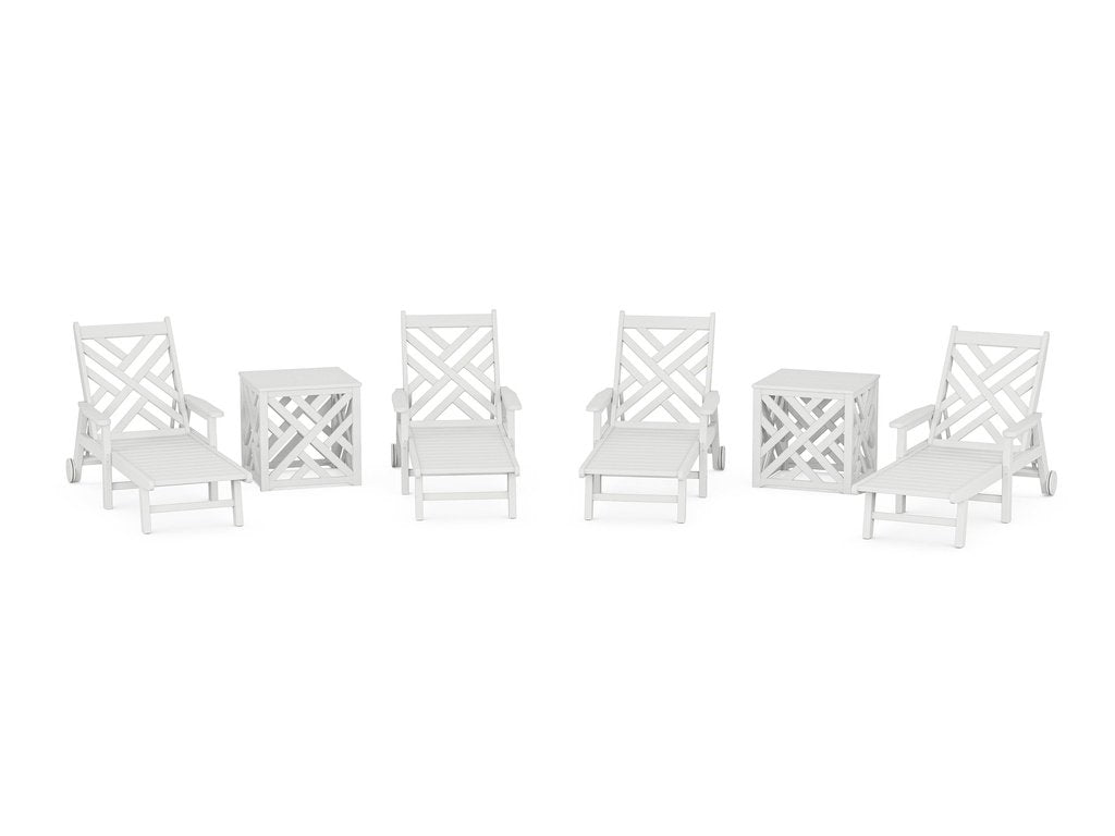 Chippendale 6-Piece Chaise Set with Umbrella Stand Accent Table Photo