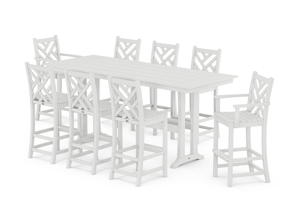 Chippendale 9-Piece Farmhouse Bar Set with Trestle Legs Photo