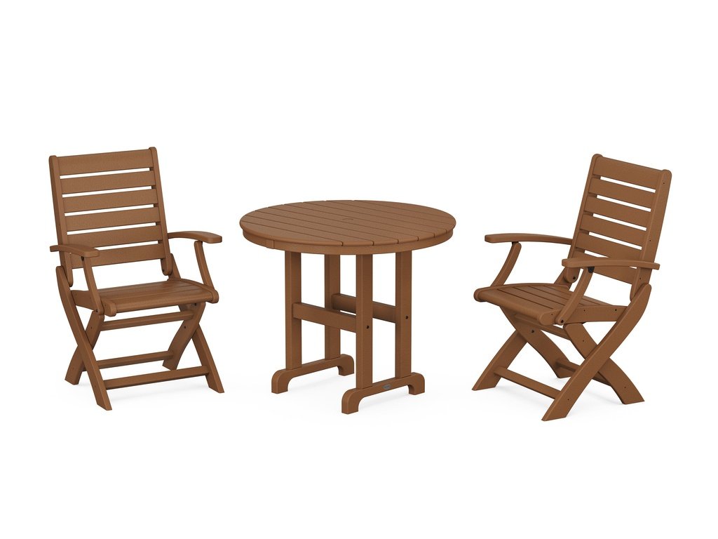 Signature Folding Chair 3-Piece Round Farmhouse Dining Set Photo