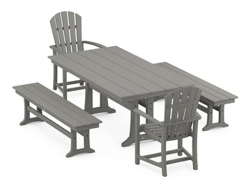 Palm Coast 5-Piece Farmhouse Dining Set With Trestle Legs Photo