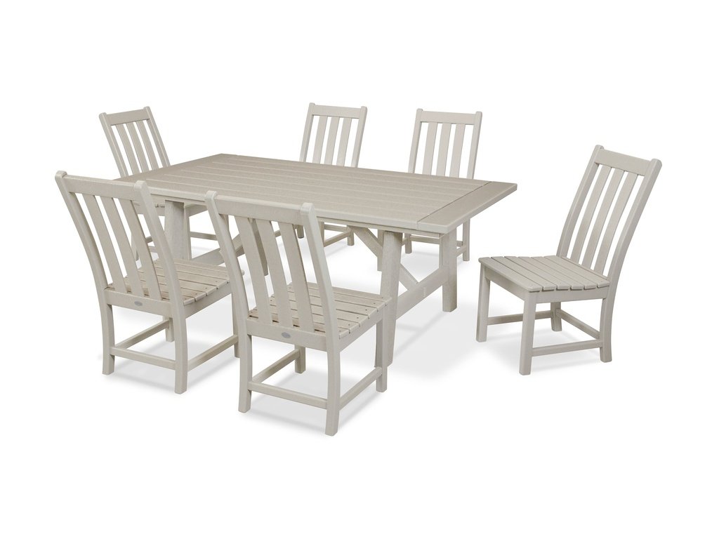 Vineyard 7-Piece Rustic Farmhouse Side Chair Dining Set Photo