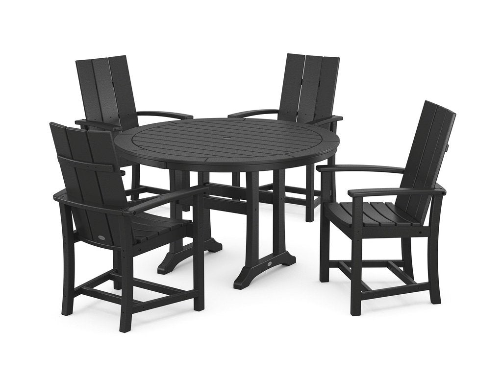 Modern Adirondack 5-Piece Round Dining Set with Trestle Legs Photo