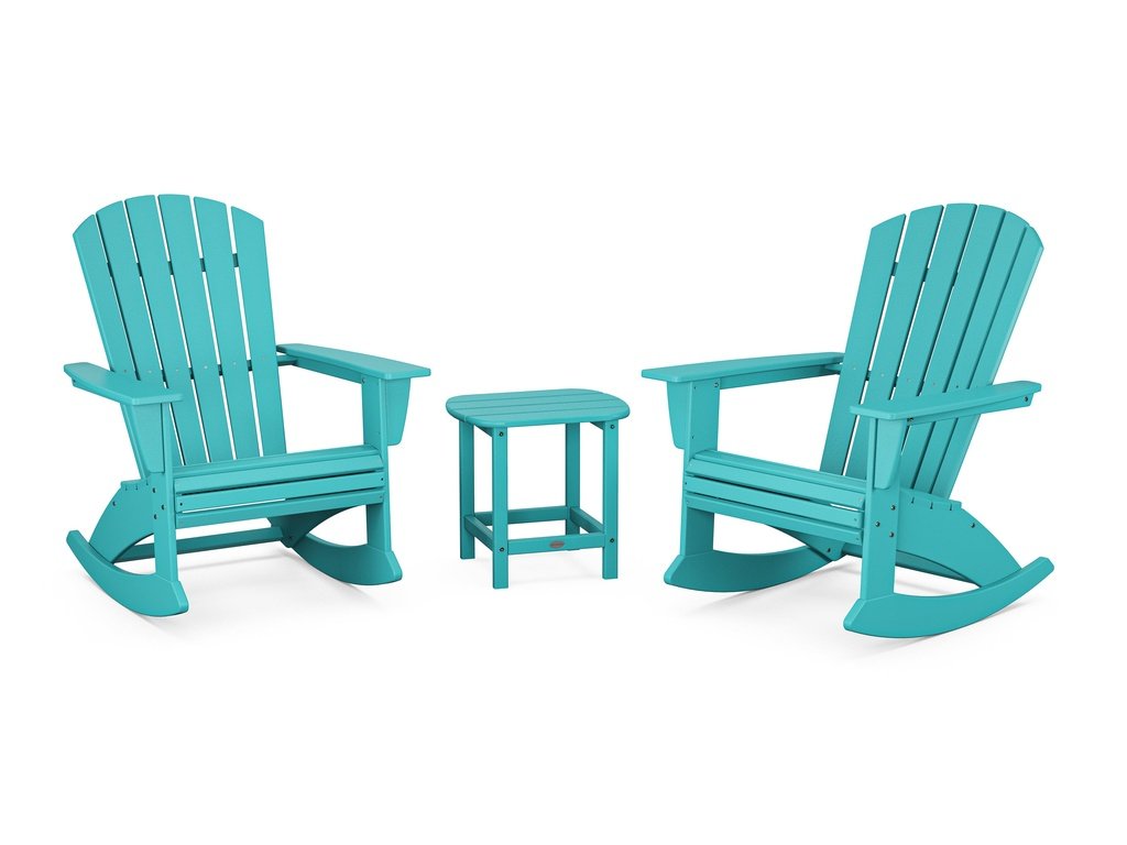 Nautical Curveback 3-Piece Adirondack Rocking Chair Set Photo