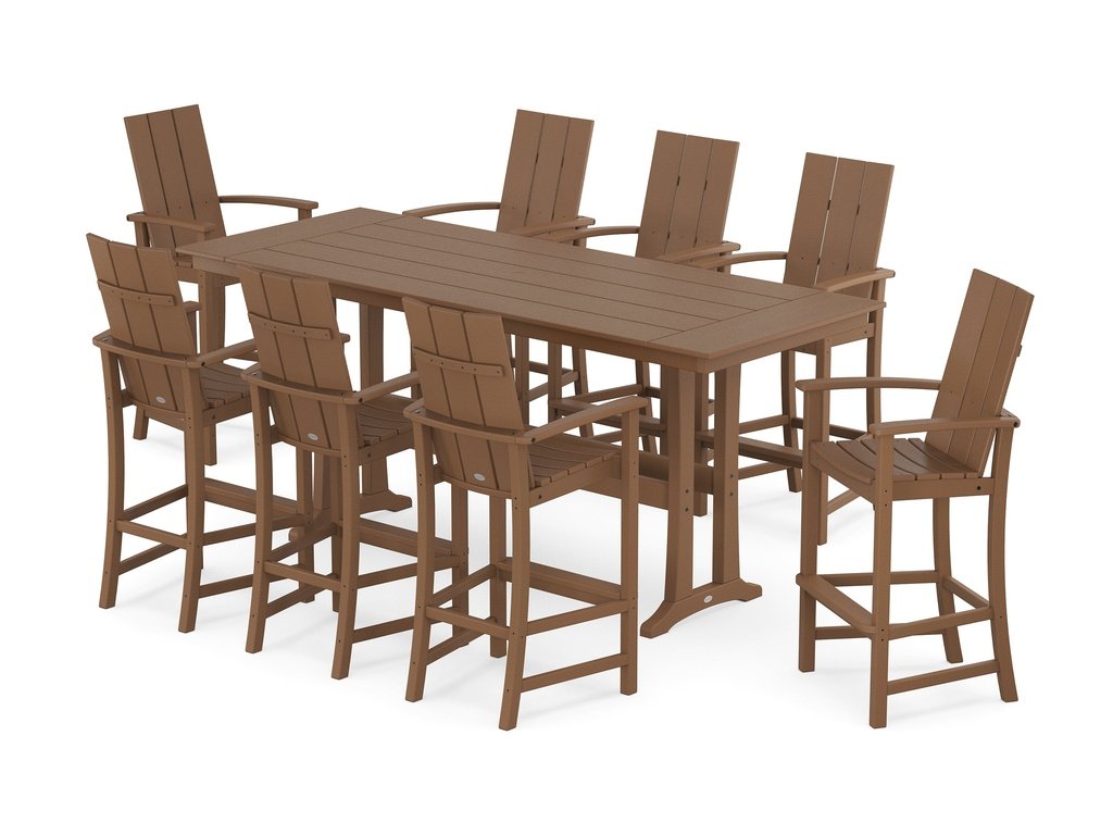 Modern Adirondack 9-Piece Farmhouse Bar Set with Trestle Legs Photo