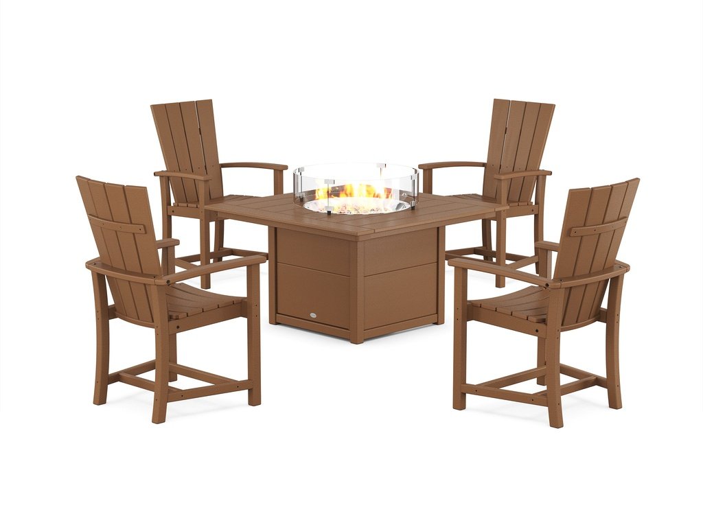 Quattro 4-Piece Upright Adirondack Conversation Set with Fire Pit Table Photo