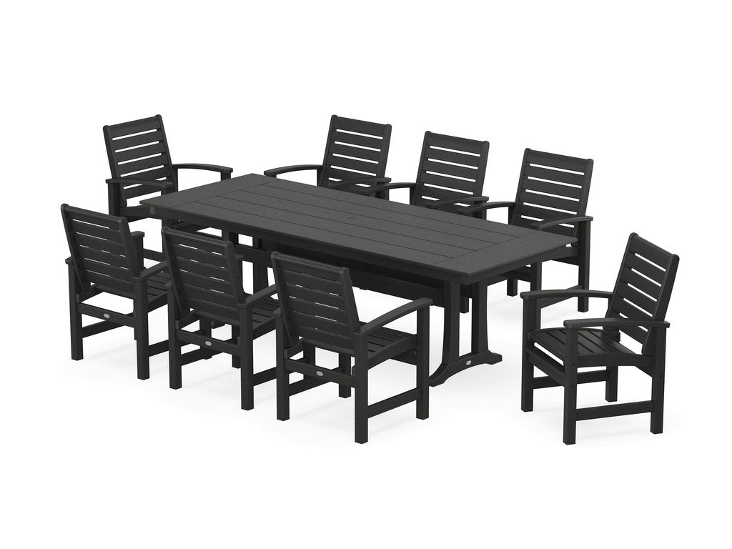 Signature 9-Piece Farmhouse Dining Set with Trestle Legs Photo