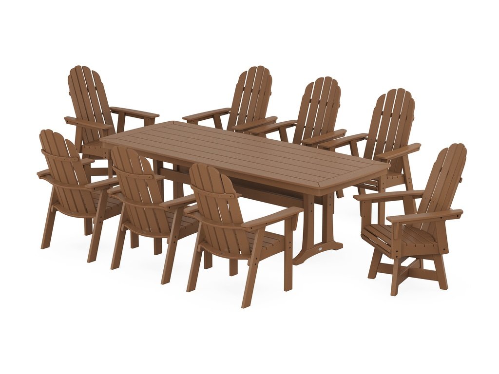 Vineyard Curveback Adirondack Swivel 9-Piece Dining Set with Trestle Legs Photo