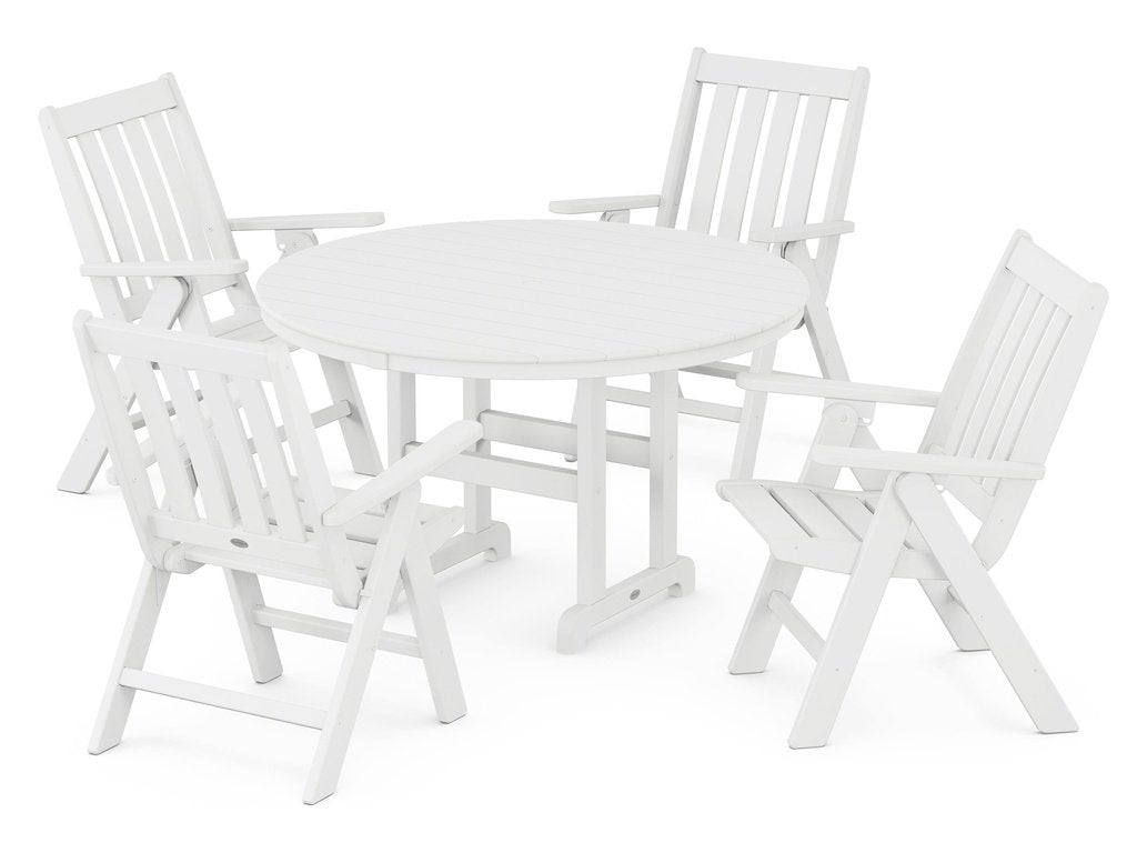 Vineyard Folding Chair 5-Piece Round Farmhouse Dining Set Photo