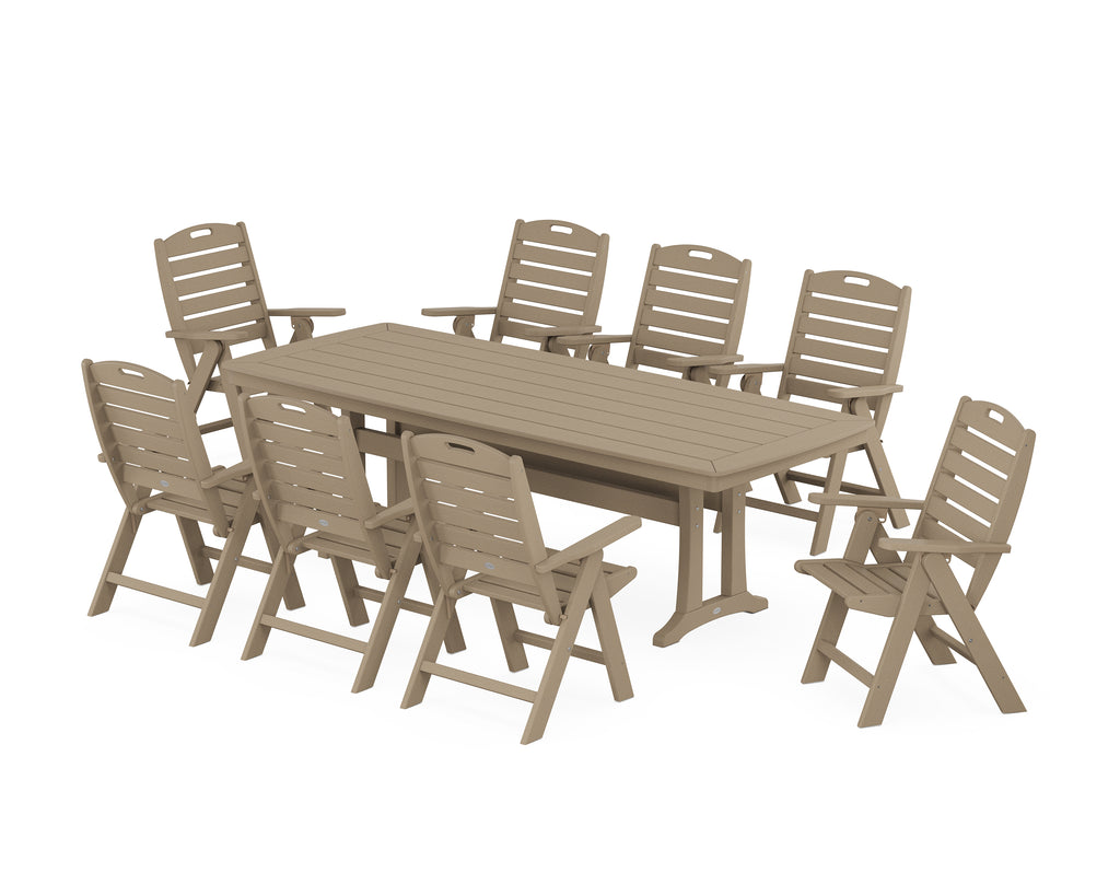 Nautical Highback 9-Piece Dining Set with Trestle Legs Photo