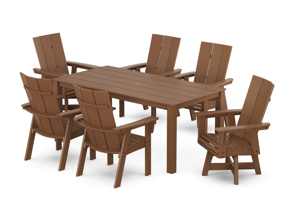 Modern Curveback Adirondack 7-Piece Parsons Swivel Dining Set Photo