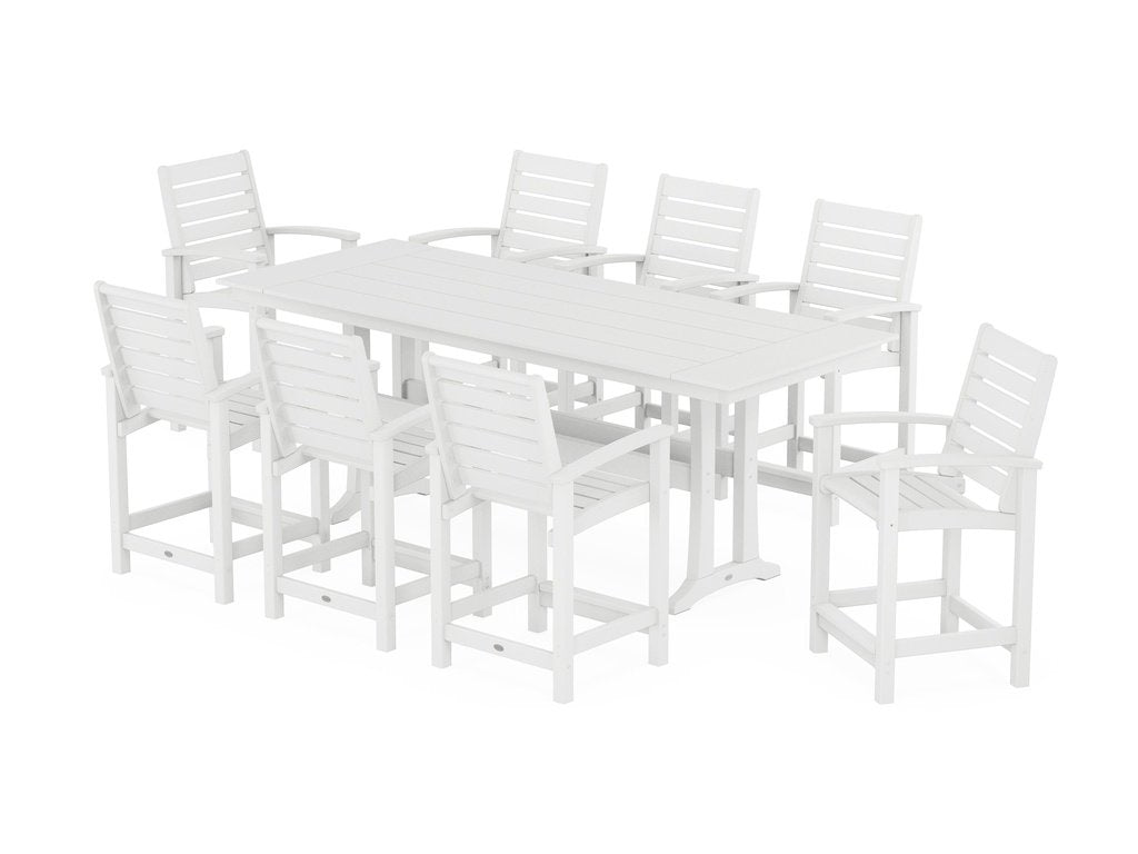 Signature 9-Piece Farmhouse Counter Set with Trestle Legs Photo