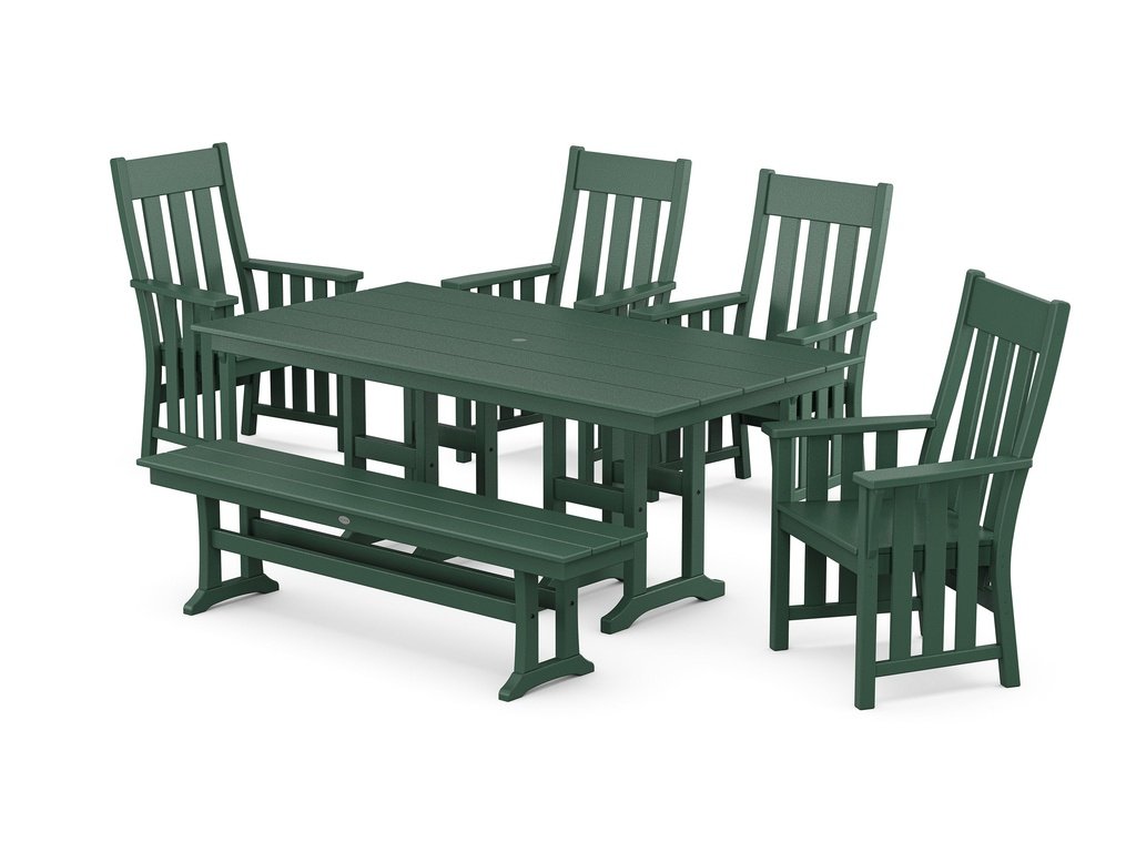 Acadia 6-Piece Farmhouse Dining Set with Bench Photo