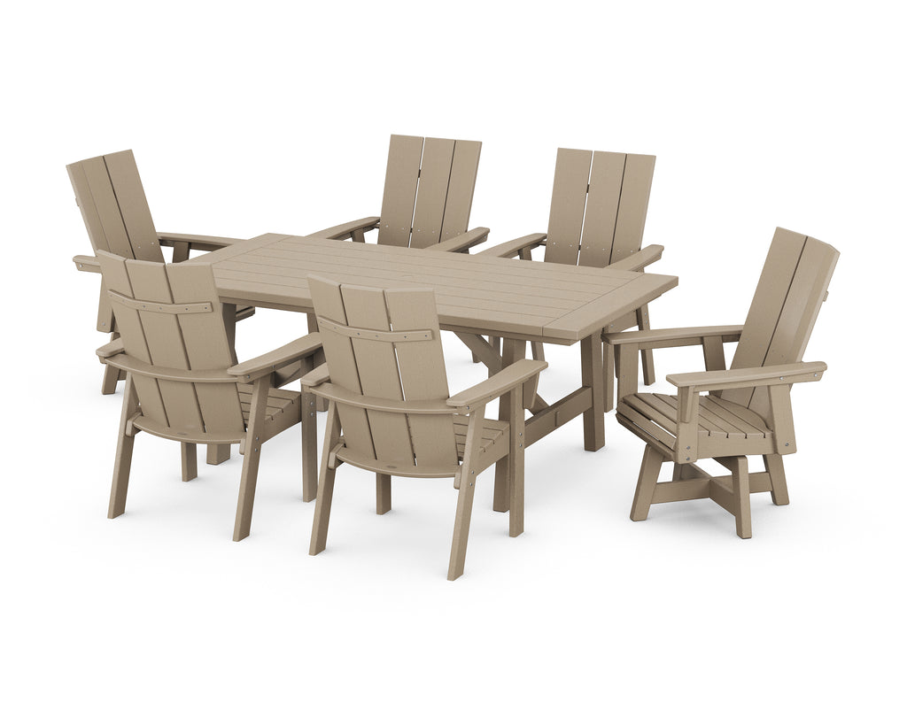 Modern Curveback Adirondack 7-Piece Rustic Farmhouse Swivel Dining Set Photo