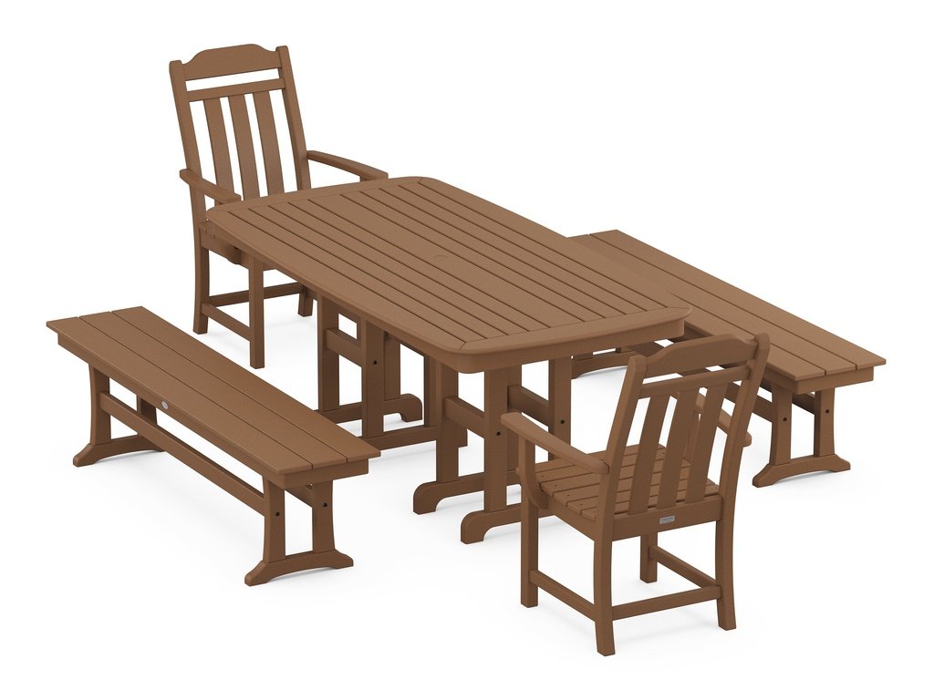 Country Living 5-Piece Dining Set with Benches Photo