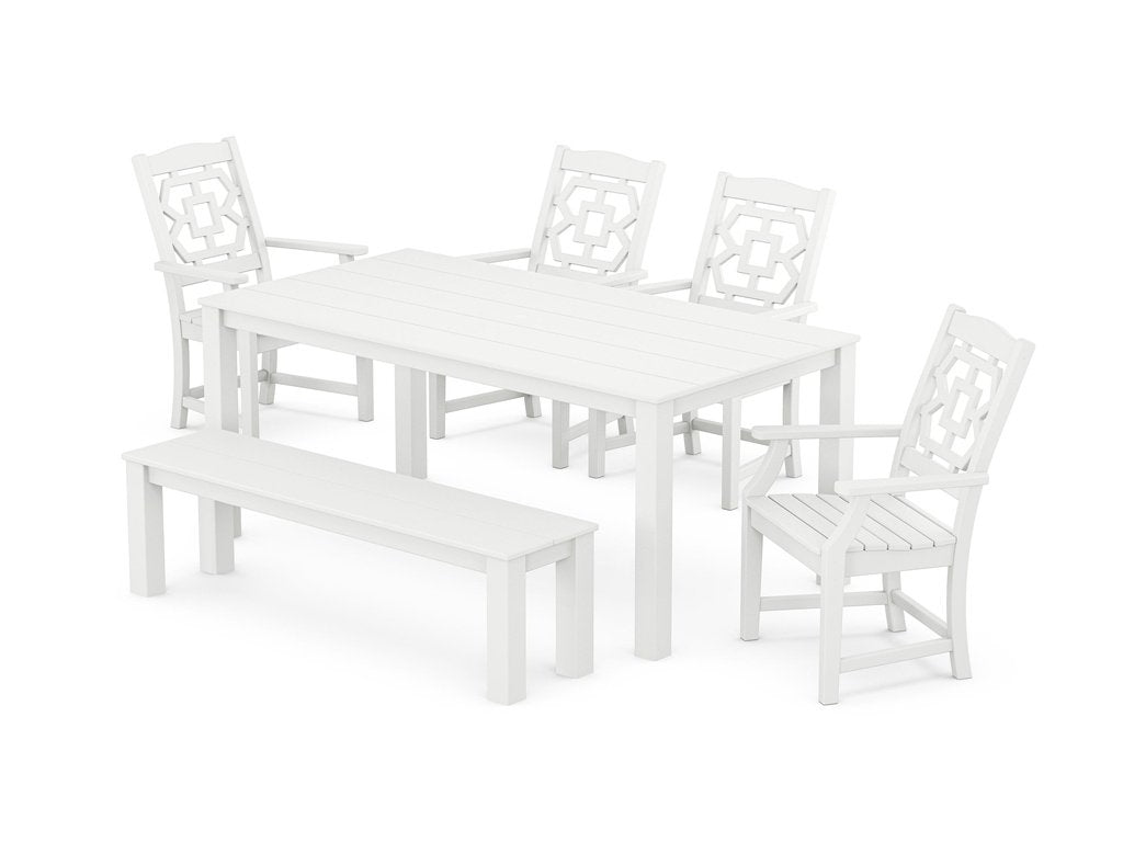 Chinoiserie 6-Piece Parsons Dining Set with Bench Photo