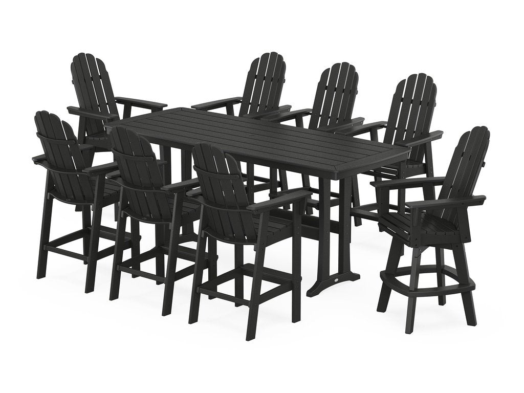 Vineyard Curveback Adirondack Swivel 9-Piece Bar Set with Trestle Legs Photo