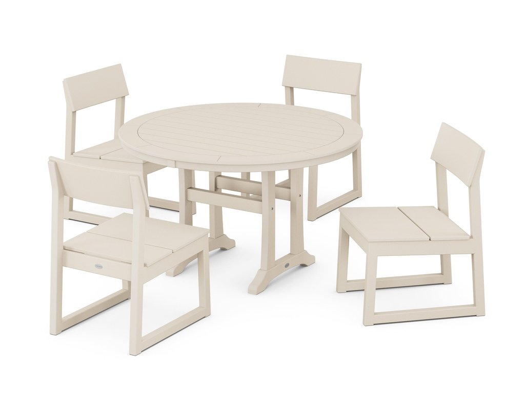 EDGE Side Chair 5-Piece Round Dining Set With Trestle Legs Photo