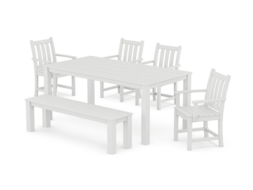 Traditional Garden 6-Piece Parsons Dining Set with Bench Photo