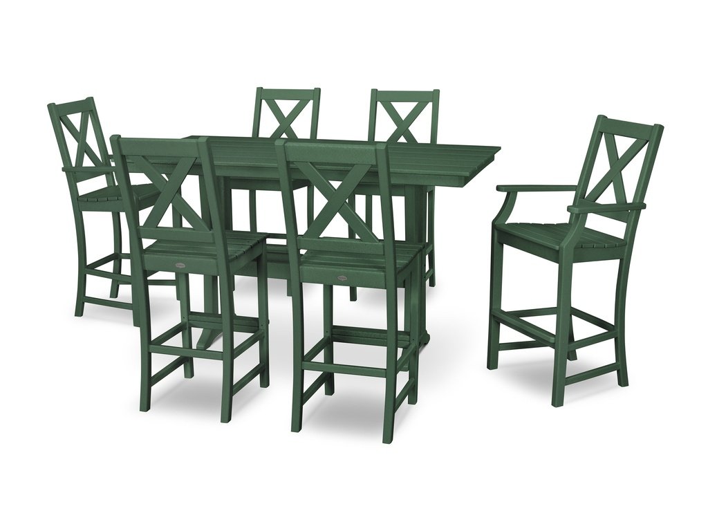 Braxton 7-Piece Farmhouse Trestle Bar Set Photo