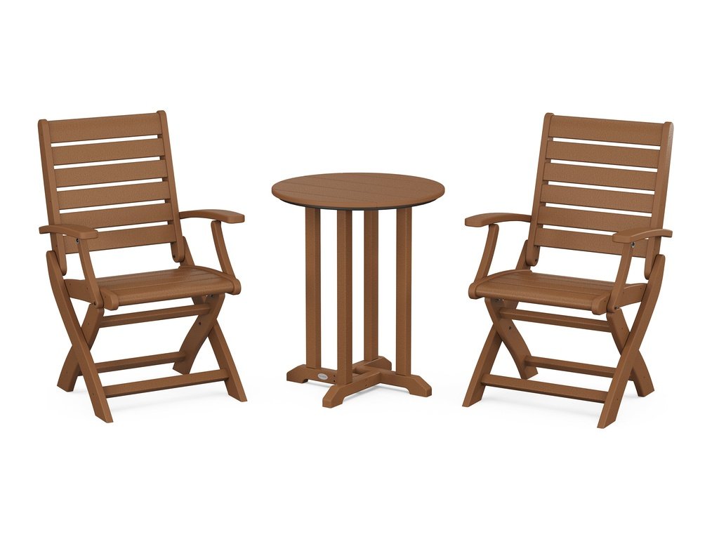 Signature Folding Chair 3-Piece Round Farmhouse Dining Set Photo