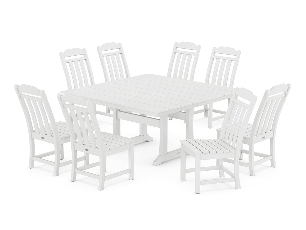 Country Living 9-Piece Square Farmhouse Side Chair Dining Set with Trestle Legs Photo