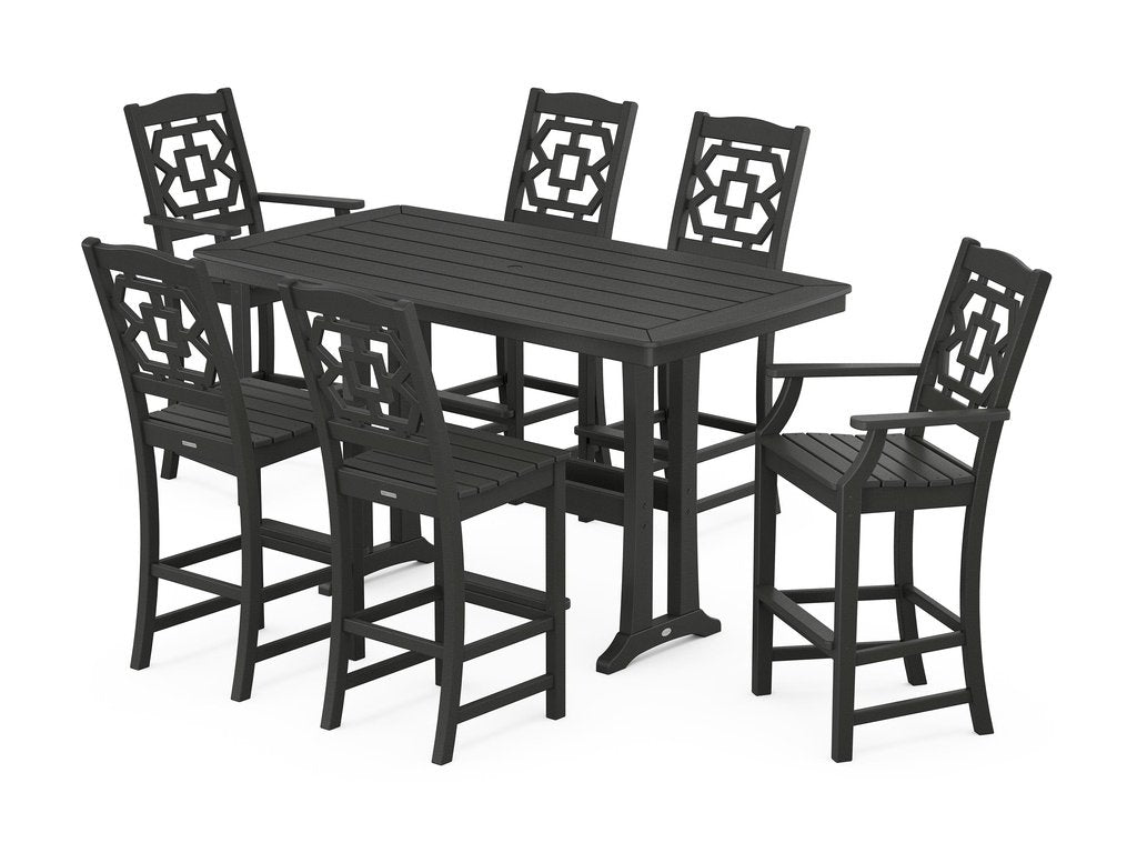 Chinoiserie 7-Piece Bar Set with Trestle Legs Photo